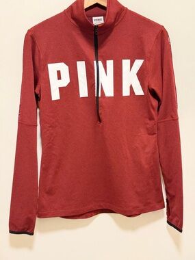 Vintage PINK Half-Zip Pullover, size medium Y2K preppy